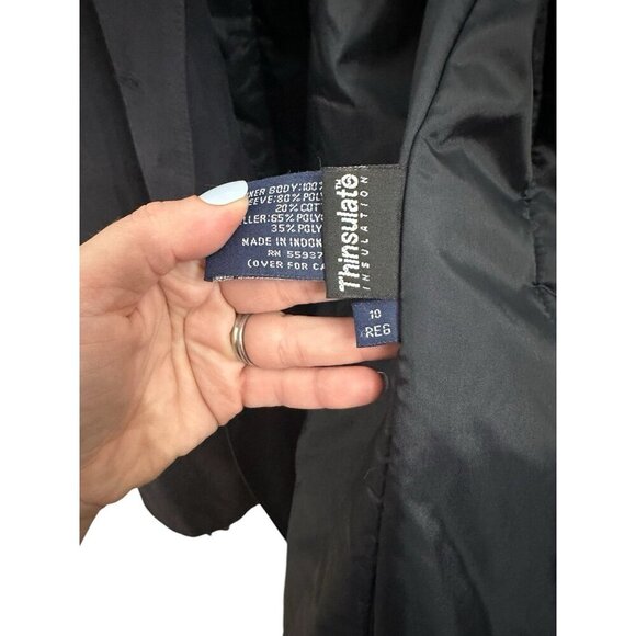 AMR Long Trench Coat Women’s 10R Black Thinsulate Pockets Lined Outdoor - Picture 4 of 10